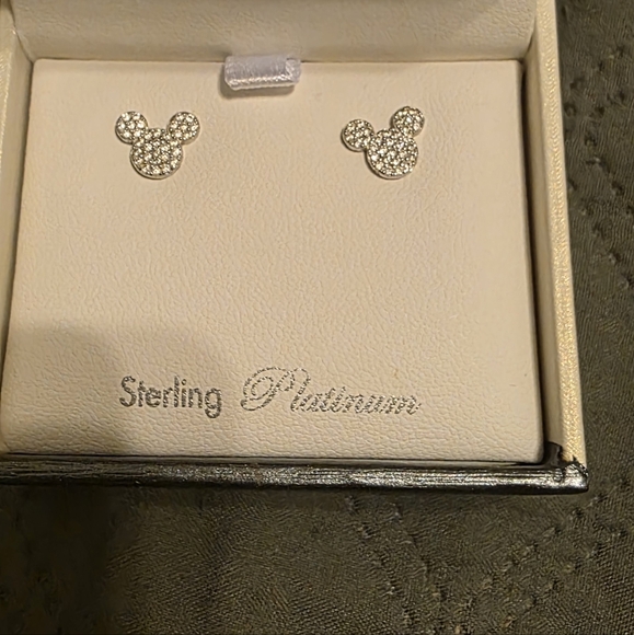 Crislu Platinum Mickey Mouse Icon Stud Earrings - Picture 5 of 7